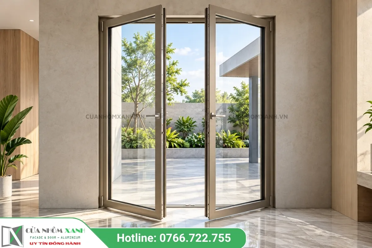 Cửa Đi Mở Quay 2 Cánh Nhôm Alvero Cao Cấp
