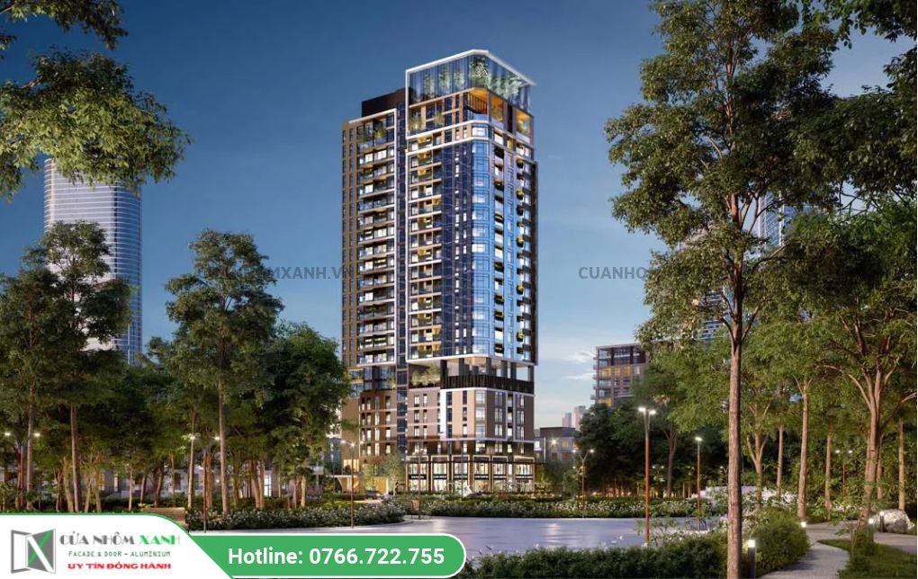 Cửa Nhôm Xanh Thực Hiện Gói Nhôm Kính Tầng 12, Tầng 13