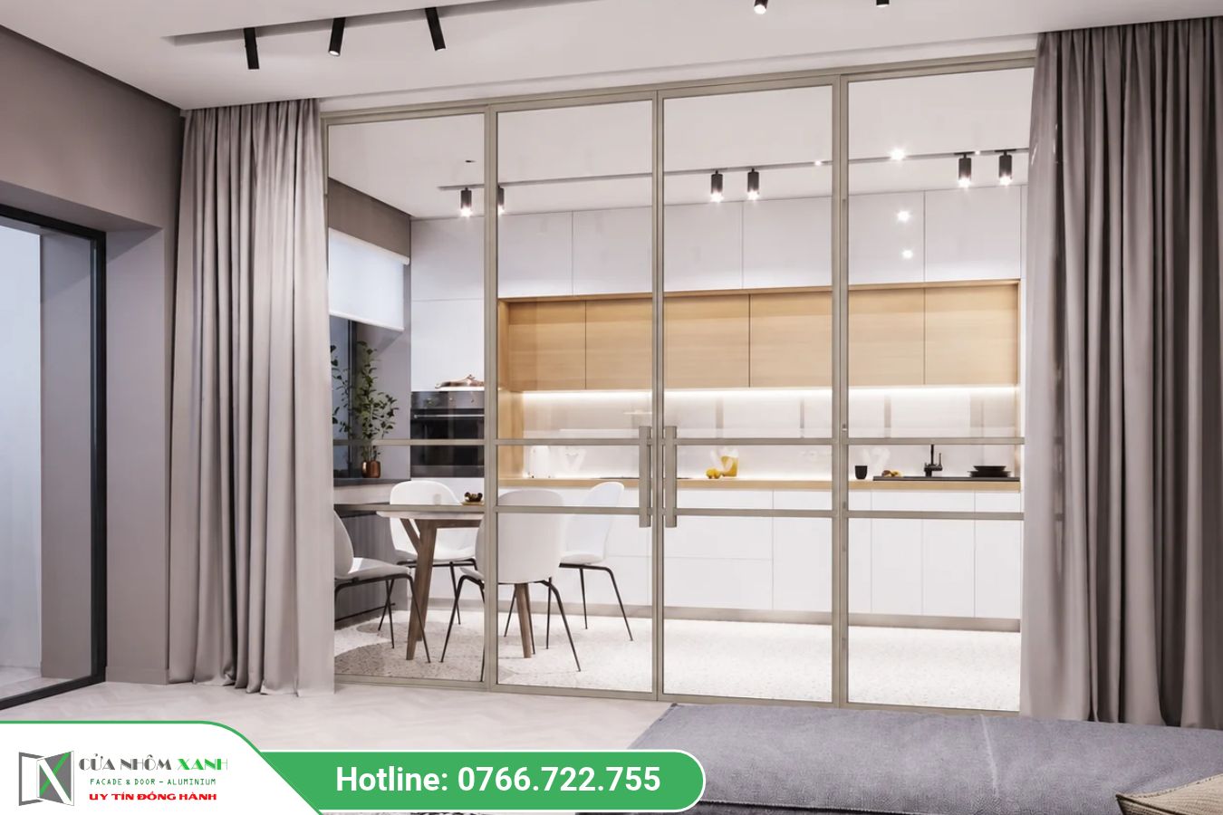 Cửa Nhôm Maxpro Màu Champagne Có Thể Kết Hợp Với Nhiều Phong Cách