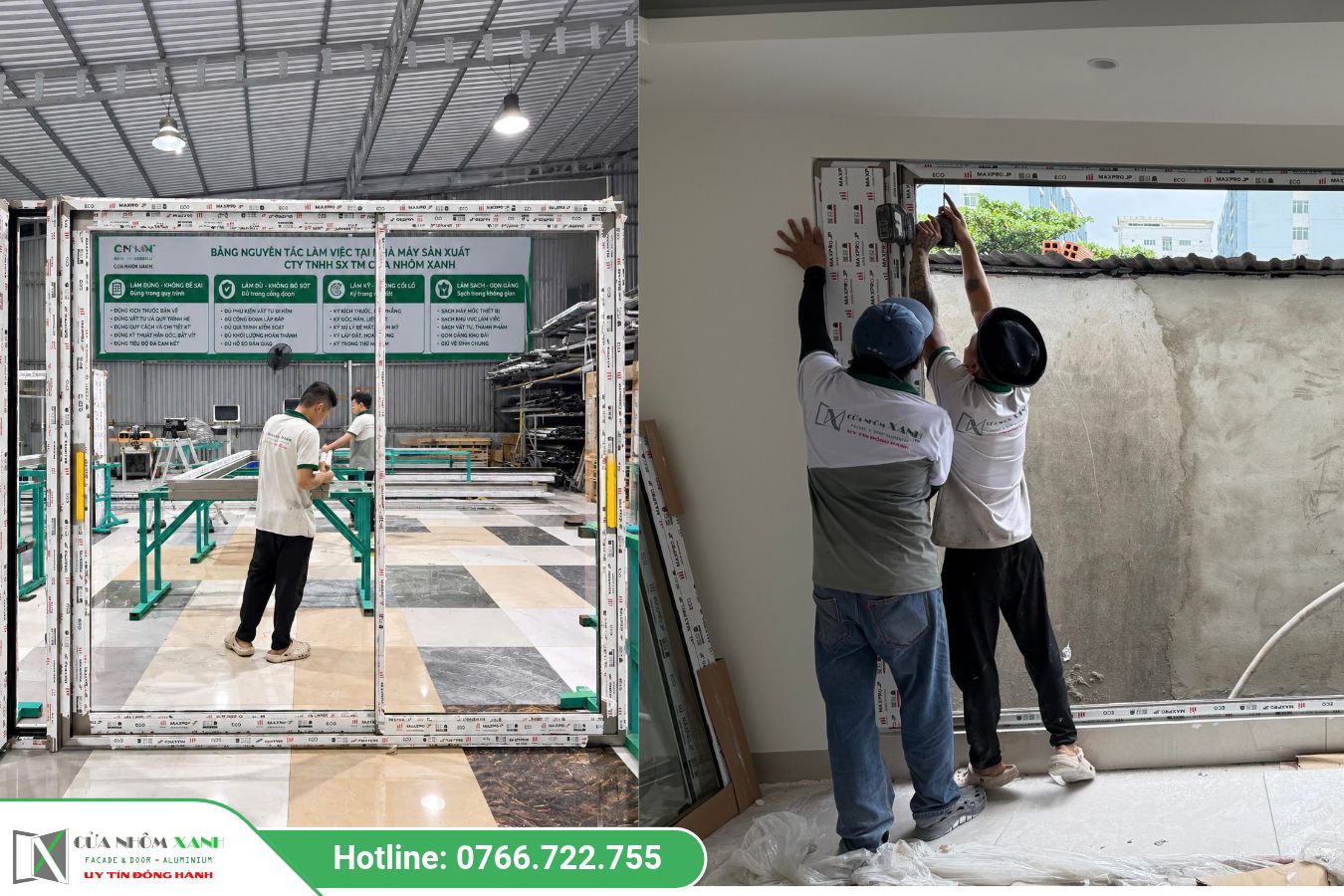 Cửa Nhôm Xanh Nhận Sản Xuất Và Thi Công Tân Nơi (1)