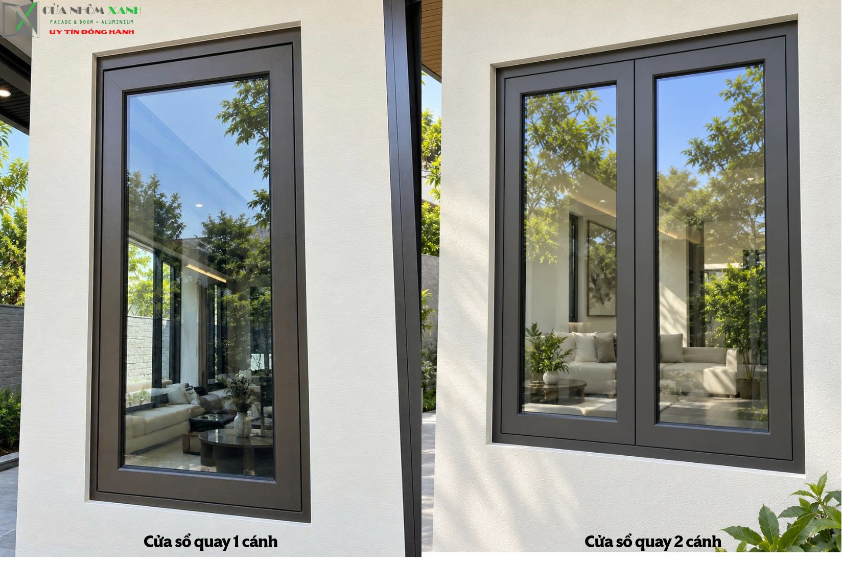 Cửa Sổ Mở Quay R55 1 Cánh Và 2 Cánh