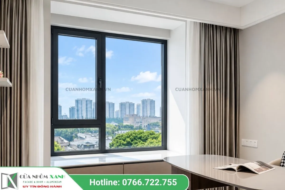 Hệ Thống Cửa Sổ Mở Hất Nhìn Ra Thành Phố Hiện Đại