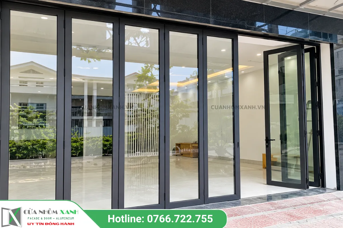 Hệ Cửa Nhôm Kính Xếp Trượt Nhiều Cánh Hiện đại Cho Mặt Tiền Nhà