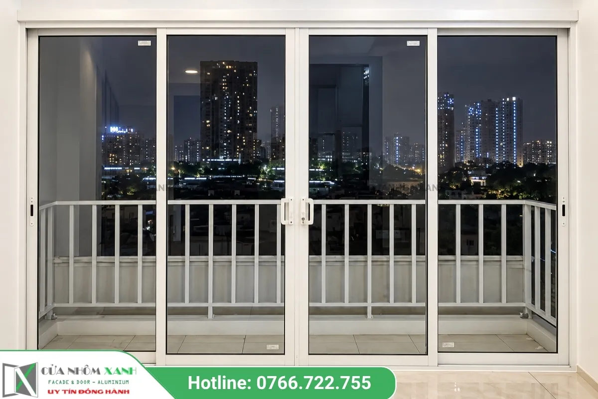 Mẫu Cửa Đi Mở Trượt 4 Cánh View Thành Phố Về Đêm
