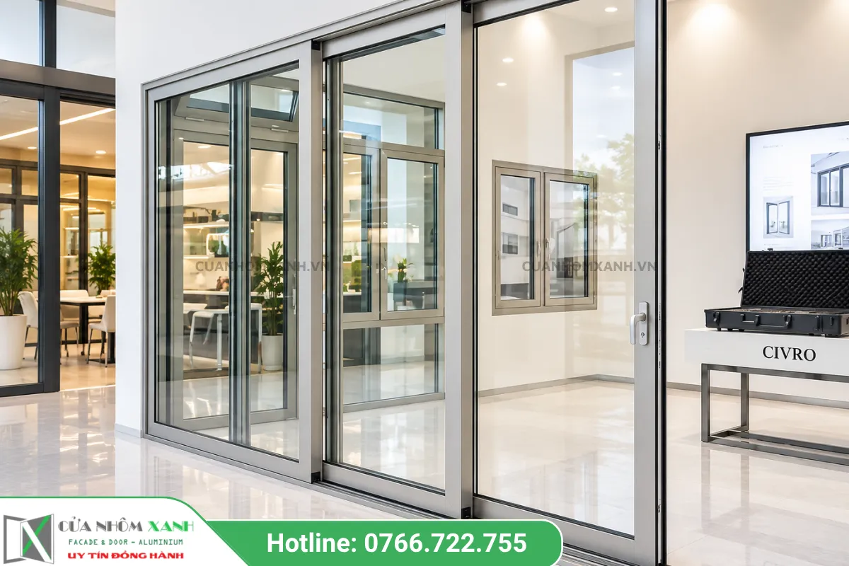 Mẫu Cửa Đi Mở Trượt Cao Cấp Tại Showroom