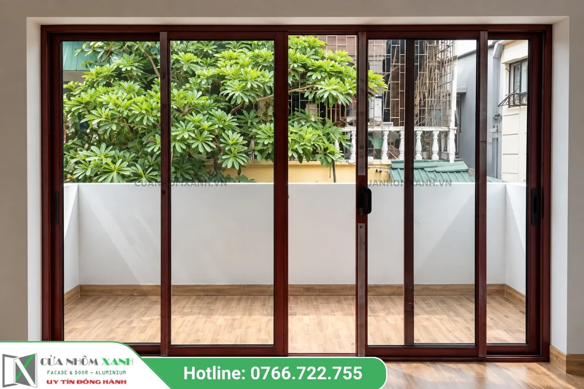 Mẫu Cửa Đi Mở Trượt Vân Gỗ Cao Cấp