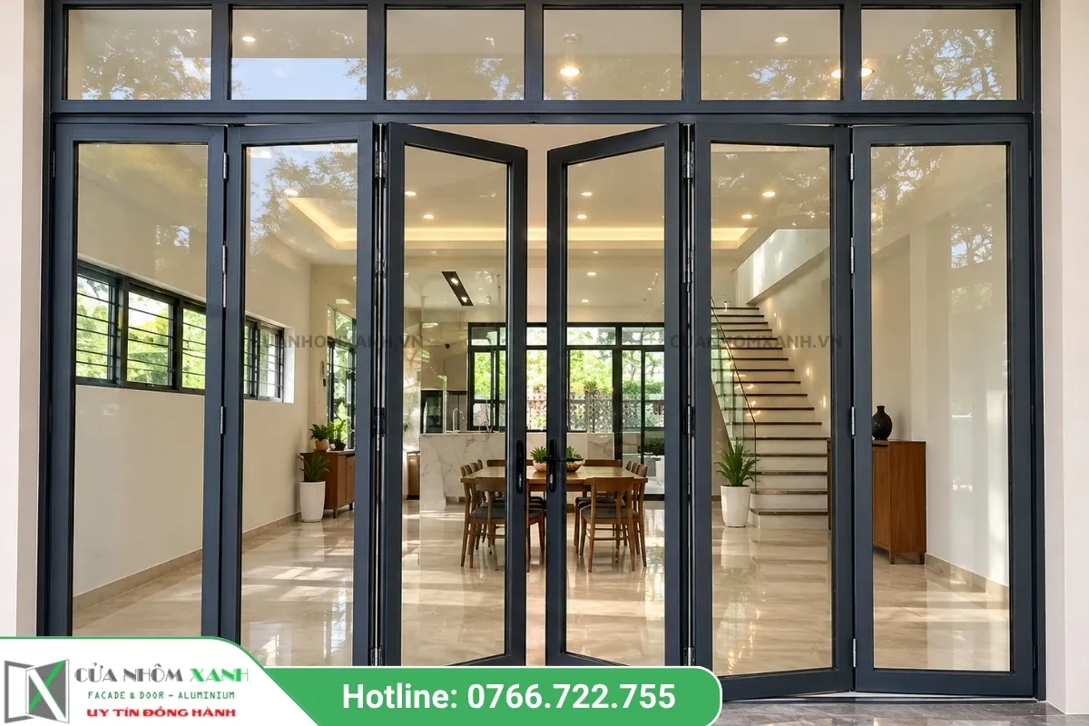 Mẫu Cửa Nhôm Kính Cao Cấp Kết Hợp Ô Fix Kính