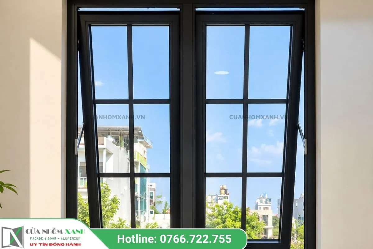 Mẫu Cửa Sổ Mở Hất Chia Ô Trang Trí Hiện Đại