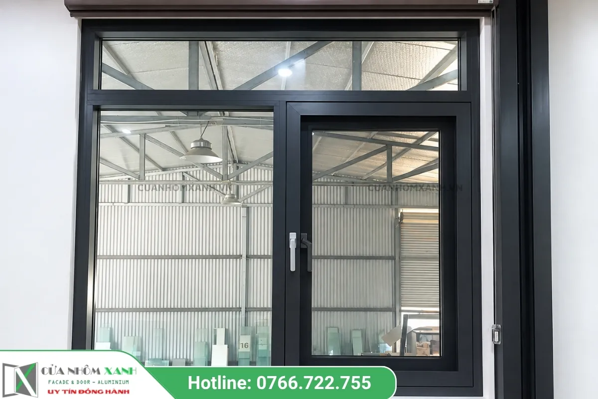 Mẫu Cửa Sổ Mở Quay 1 Cánh Kết Hợp Ô Fix Kính