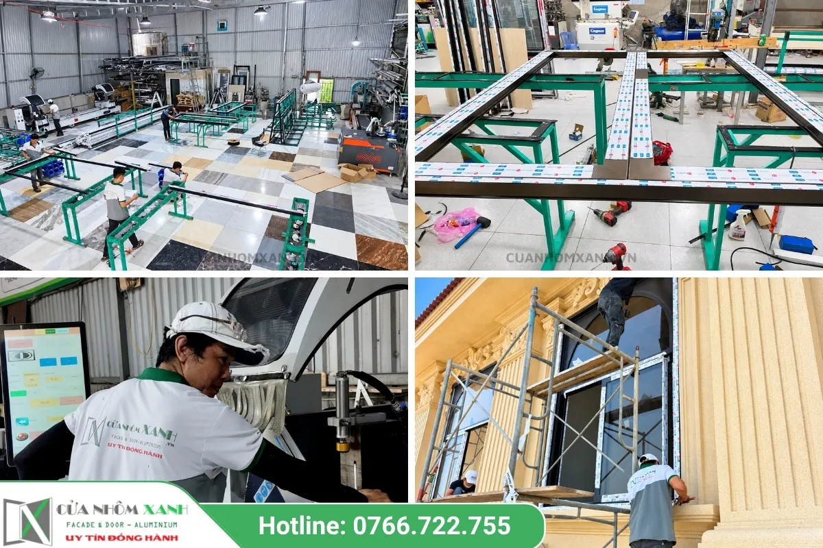 Quy Trình Sản Xuất & Thi Công Lắp Đặt Cửa Nhôm Kính Cửa Nhôm Xanh