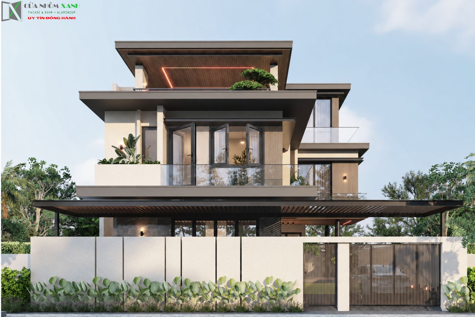 Thiết Kế Công Trình Biệt Thự Sử Dụng Hệ Cửa đi Mở Quay Và Cửa Sổ Mở Trượt