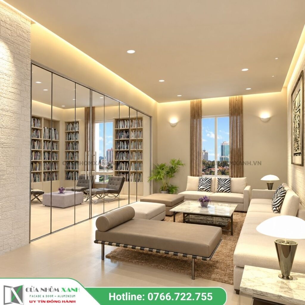 Cửa kính cường lực lùa treo