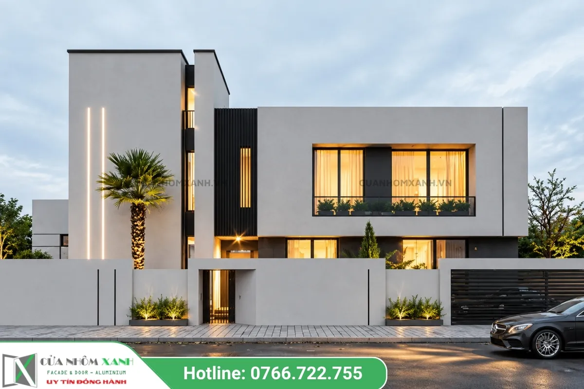 Biệt Thự Hiện đại Lắp Cửa Nhôm Slim Romadio