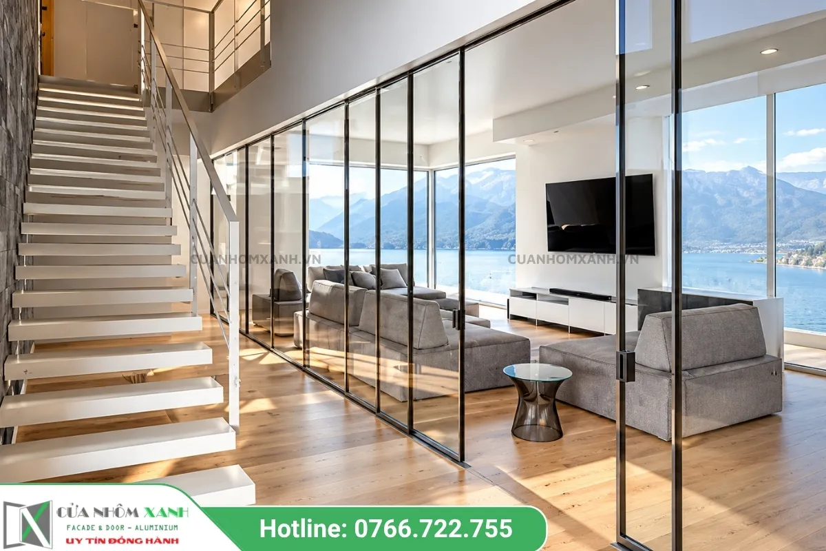 Cửa Trượt Slim Romadio Panorama 19 – Cửa Nhôm Xanh