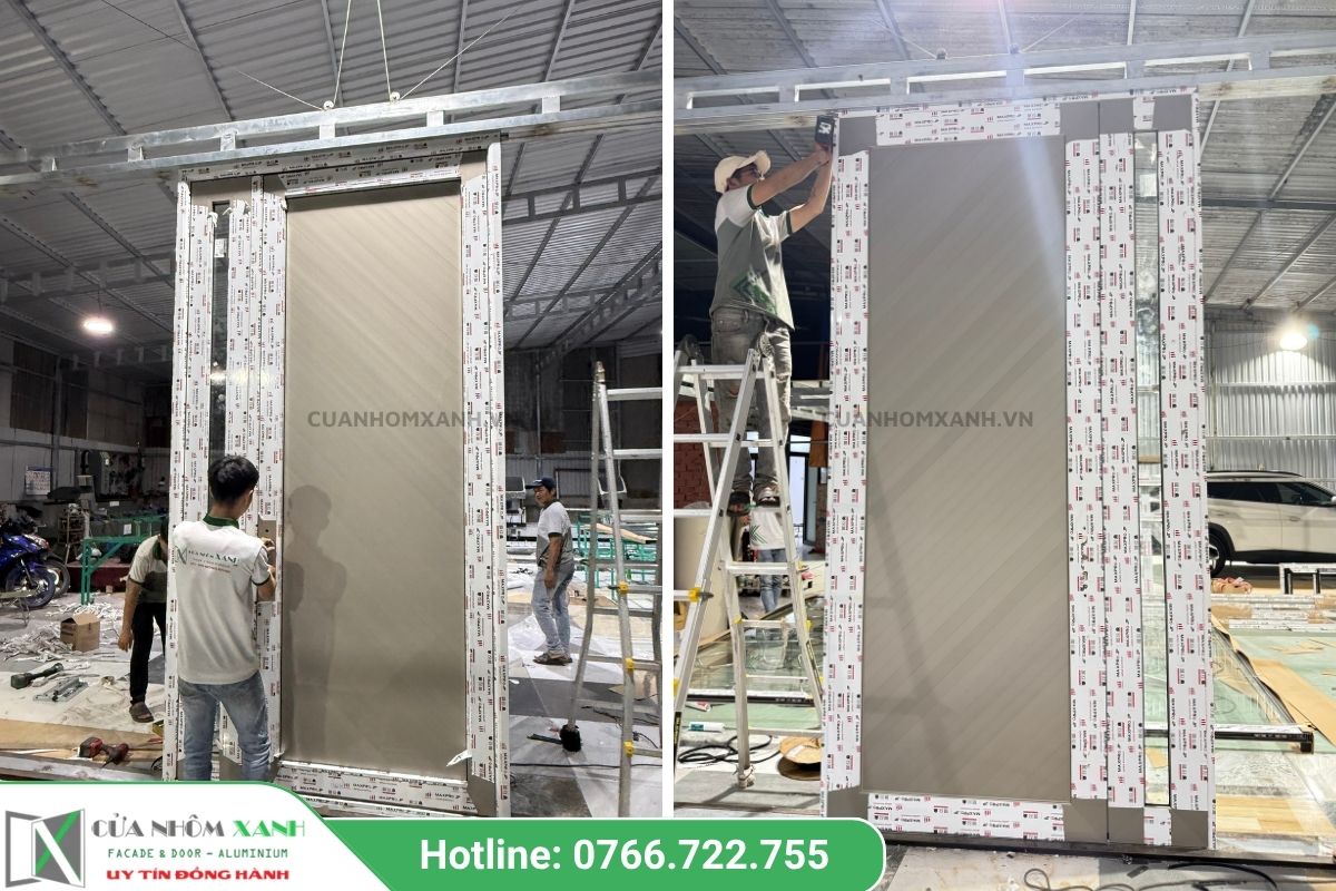 Gia công cửa nhôm Maxpro chính hãng tại xưởng Cửa Nhôm Xanh