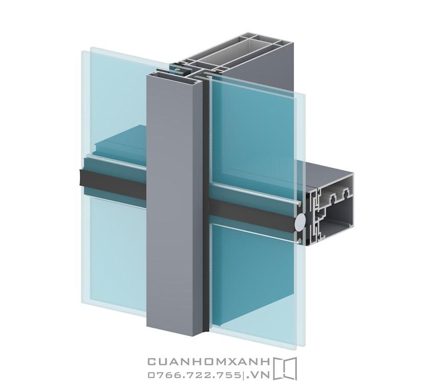 Mặt dựng nhôm kính hệ SEMI