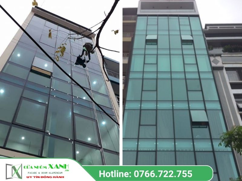 Vách kính mặt dựng nhôm Xingfa hệ 65 cho tòa nhà văn phòng showroom Vách kính mặt dựng nhôm Xingfa hệ 65 cho tòa nhà văn phòng showroom